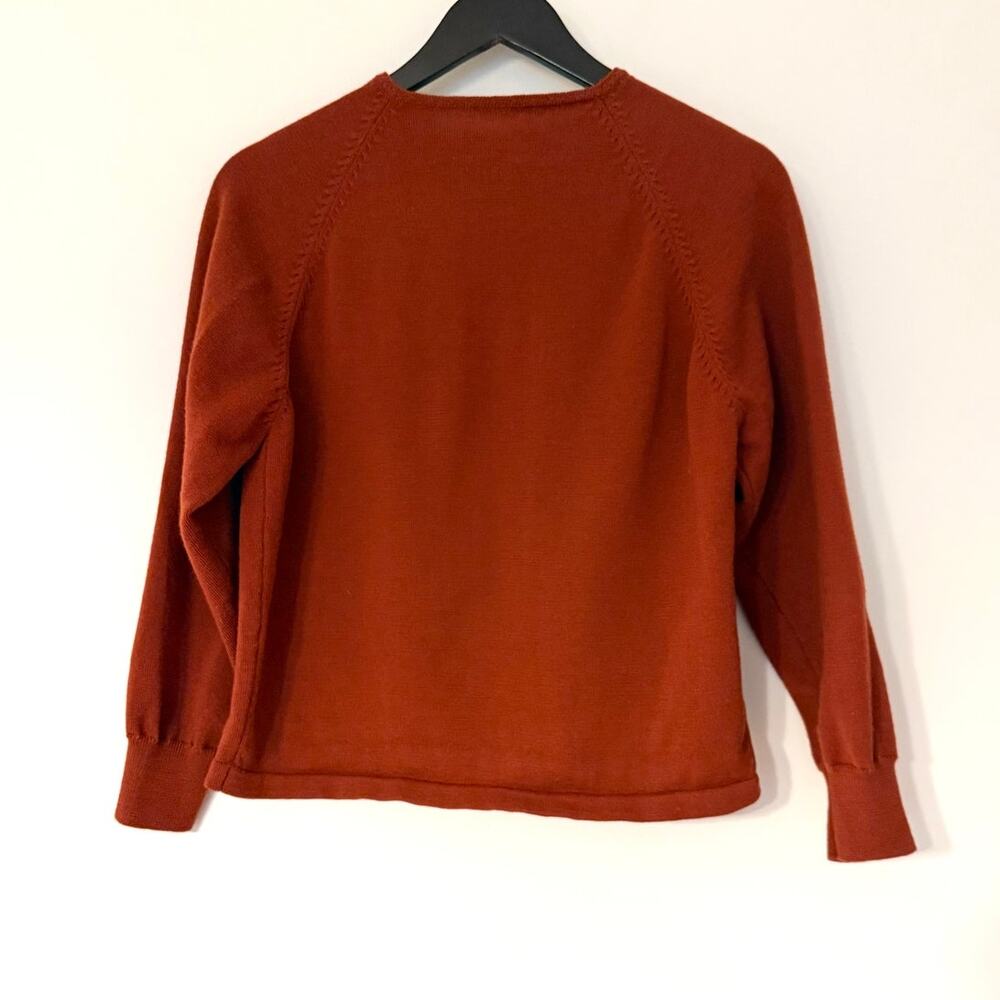 Vintage 1950s Mary Lucy Wool Rust Orange Knit Cardigan - Picture 2 of 5